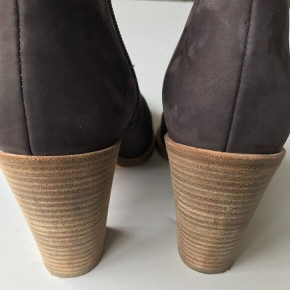 VINCE bootie Gray/Mushroom Brown suede leather tan stacked heel US 8M - Picture 8 of 16